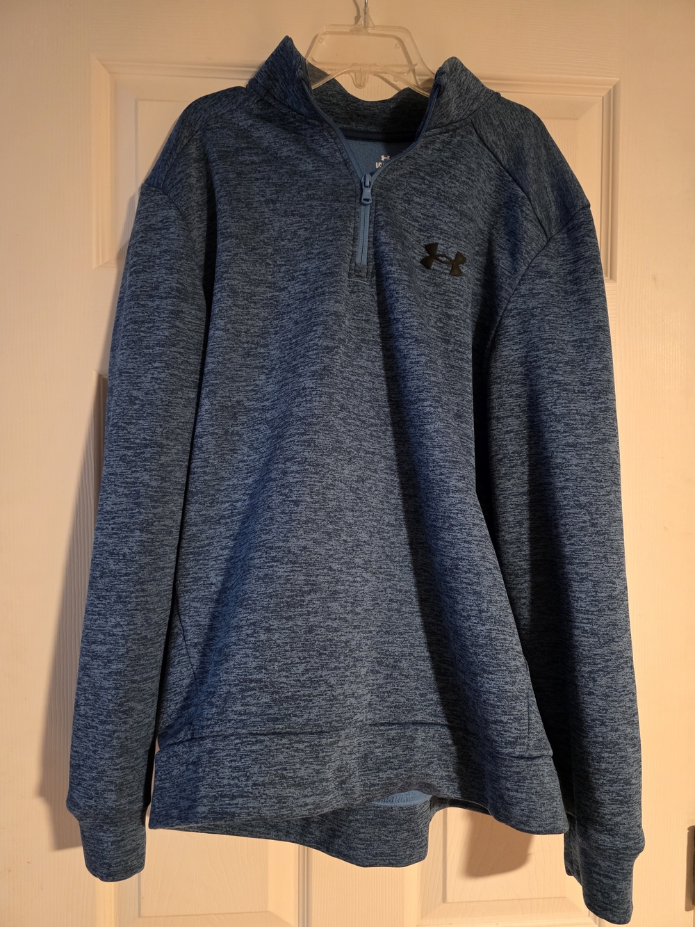 Under Armour Mens Large Armourfleece Loose Fit 1/4 Zip Long Sleeve Blue Pullover